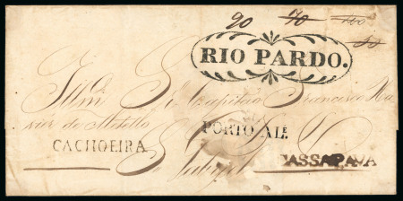 Stamp of Brazil » Postal History Brazil 1834 outer letter sheet from Porto alegre to S. Gabriel, four different cancles
