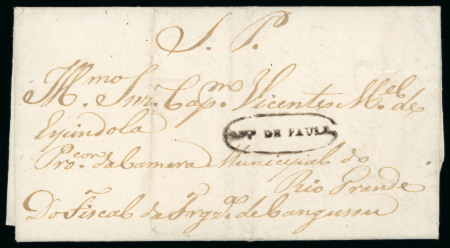 Stamp of Brazil » Postal History Brazil 1830 Governmental entire to Rio Grande bearing central oval.framed S.Fco. de Paula