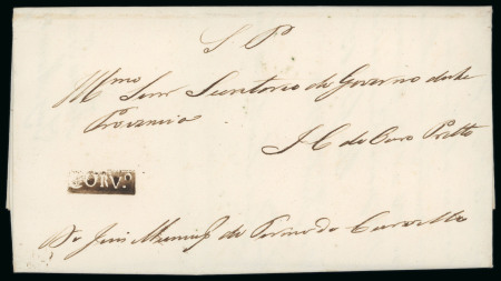Stamp of Brazil » Postal History Brazil 1839 Governmental entire with small framed negative CURV.o handstamp