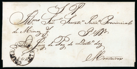 Stamp of Brazil » Postal History Brazil 1841 Governmental entire with double-ring CORRERIO DO CURVELLO manuscript date
