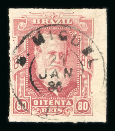 Stamp of Brazil » 1866-83 Dom Pedro » 1877-78 Roulette "White Beard" Issue Brazil 1877-78 rouletted 80r used Correio Da Villa Do S. Miguel cds