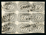 Stamp of Brazil » 1844-46 Slanting Figures Brazil 1844 Goats eye 30r block of nine used three-line S. Miguel handstamp