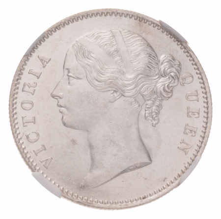 British India, 1840 (B & C), Victoria Rupee.NGC MS