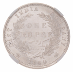 British India, 1840 (B & C), Victoria Rupee.NGC MS