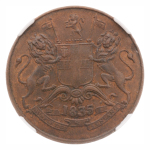 British India, 1835 (B), 1/2 Anna, NGC AU 55 