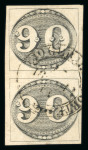 Stamp of Brazil » 1843 Bull's Eyes Brazil 1843 Bull's Eye 90r vertical pair, four margins used