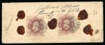 Stamp of Brazil » 1850-66 Upright Figures Brazil 1870 registered combination 600r and dom Perdo 20r (2) to Italy