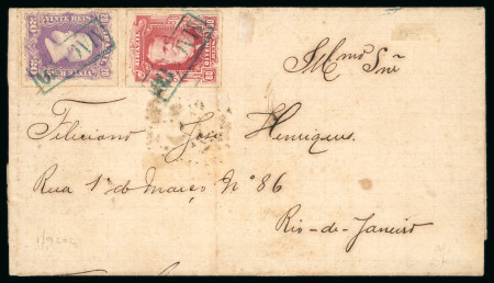 Stamp of Brazil » 1866-83 Dom Pedro » 1877-78 Roulette "White Beard" Issue Brazil 1877-78 Dom Pedro white Beard 20r and 80r entire to rio de Janeiro