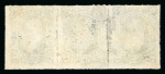 Stamp of Brazil » 1866-83 Dom Pedro » 1877-78 Roulette "White Beard" Issue Brazil 1877-78 Dom Pedro White Beard 200r black horizontal strip of 3 used