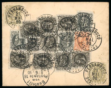 Stamp of Brazil » Later Issues Brazil 1881-85 Dom Pedro multi-franked cover to Berlin