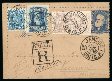 Stamp of Brazil » Later Issues Brazil 1884 100r stationery letter card uprated to Vienna