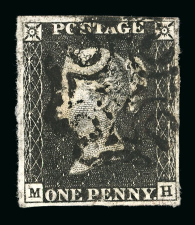 Stamp of Great Britain » 1840 1d Black and 1d Red plates 1a to 11 1840 1d black pl. 4 MH with 4 margins and black MC