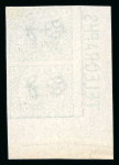 Stamp of Great Britain » Telegraphs 1876 Telegraph: 1s green pl. 4 in lower left corner marginal vertical pair imperforate mint o.g. optd. SPECIMEN