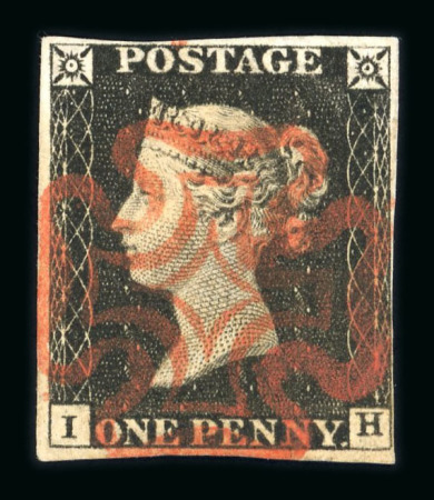 Stamp of Great Britain » 1840 1d Black and 1d Red plates 1a to 11 1d black pl. 2 IH with neat red MC, matched with "black" printing in red