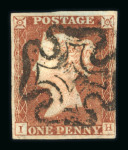 Stamp of Great Britain » 1840 1d Black and 1d Red plates 1a to 11 1d black pl. 2 IH with neat red MC, matched with "black" printing in red