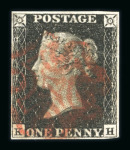 Stamp of Great Britain » 1840 1d Black and 1d Red plates 1a to 11 1840 1d black pl. 10 KH with 4 clear margins and red M