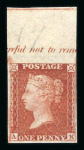 Stamp of Great Britain » 1854-70 Perforated Line Engraved 1854 Small Crown 1d red pl. 17 upper marginal imprimatur