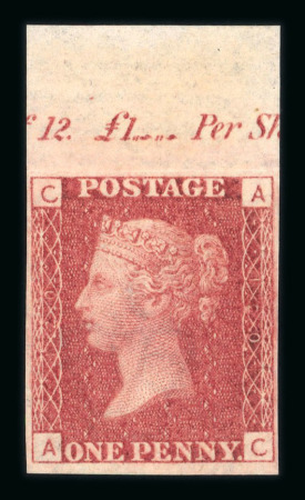 Stamp of Great Britain » 1854-70 Perforated Line Engraved 1864-79 1d red pl. 120 AC upper marginal imprimatur