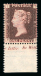 Stamp of Great Britain » 1854-70 Perforated Line Engraved 1864-79 1d red pl. 82 lower marginal mint and 1d pl. 145 in mint upper right corner marginal vertical pair