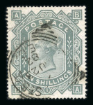 Stamp of Great Britain » 1855-1900 Surface Printed » 1867-83 High Values 1867-83 Maltese Cross 10s greenish grey used 
