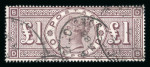 Stamp of Great Britain » 1855-1900 Surface Printed » 1883-84 & 1888 High Values 1888 Orbs £1 brown-lilac DB used with parts of three oval Registered cancels 