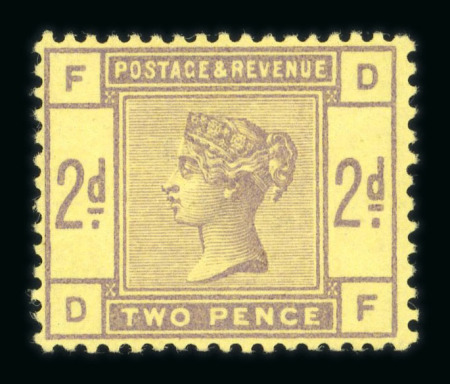 Stamp of Great Britain » 1855-1900 Surface Printed » 1883-84 Lilac & Green Issue 1883 Colour Trial 2d in purple on yellow on unwatermarked paper