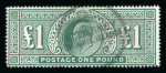Stamp of Great Britain » King Edward VII » 1911-13 Somerset House Issues 1910-13 Somerset House £1 deep green used with Alderney Channel Islands parcel cancel