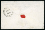 Stamp of Great Britain » 1840 1d Black and 1d Red plates 1a to 11 1841 1d pl. 5 red printing from "black plate" in pair BJ-BK (scissor cut in margin between) tied black MC on neat cover to Stafford
