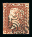 Stamp of Great Britain » 1840 1d Black and 1d Red plates 1a to 11 1840 1d black pl. 9 DH with light strike of red MC, matched with red from "black plate"