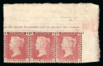 Stamp of Great Britain » 1854-70 Perforated Line Engraved 1864-79 1d red pl. 86 in upper right corner marginal strip of 3
