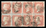Stamp of Great Britain » 1854-70 Perforated Line Engraved 1855 1d yellow-brown die II alphabet II pl. 14 in used block of 8