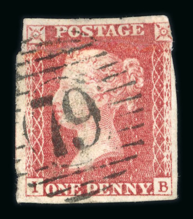 Stamp of Great Britain » 1854-70 Perforated Line Engraved 1856-58 1d rose-red die II alphabet III pl. 57, variety imperforate used with neat "79" barred oval