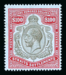 Stamp of Malaysia » Straits Settlements 1912-23 $100 black and carmine mint 