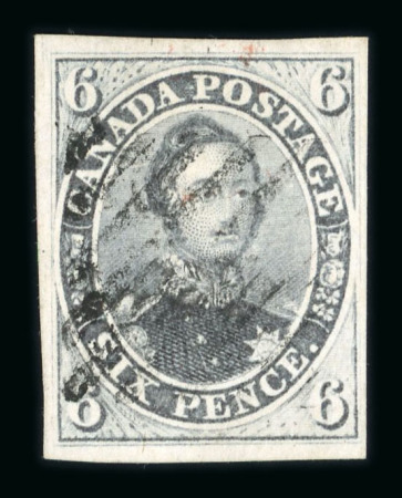 Stamp of Canada 1852-7 Handmade wove paper 6d slate-violet with four large margins used