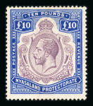 Stamp of Nyasaland » Nyasaland Protectorate 1913-19 £10 purple and royal blue mint 