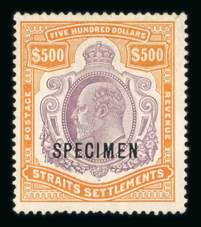 Stamp of Malaysia » Straits Settlements 1906-12 $500 purple and orange optd SPECIMEN mint