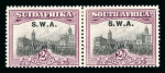 Stamp of South West Africa 1927-30 Optd 2d grey and maroon in mint pair, with variety overprint double, one inverted