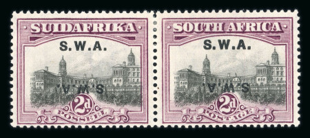 Stamp of South West Africa 1927-30 Optd 2d grey and maroon in mint pair, with variety overprint double, one inverted