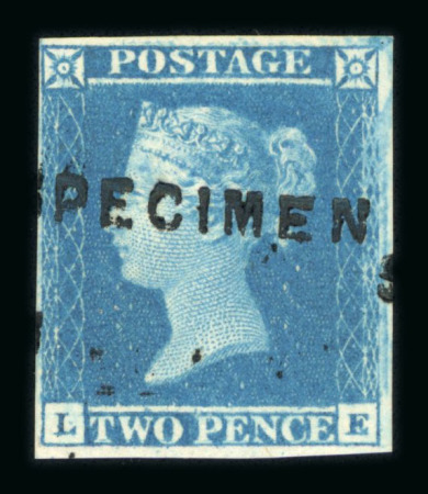 Stamp of Great Britain » 1841 2d Blue 1841-51 2d blue pl. 3 LE mint with large part o.g. with four margins optd SPECIMEN