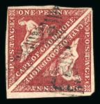 Stamp of South Africa » Cape of Good Hope 1863-64 D.L.R. 1d deep carmine-red in four-margin pair 