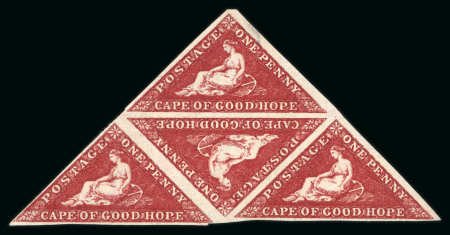 Stamp of South Africa » Cape of Good Hope 1863-64 D.L.R. 1d deep carmine-red in mint block of four
