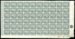 Stamp of Egypt » 1884 Changed Colours 5pi grey, imperforated proof pane of sixty (60), from the bottom-right of the sheet, plate proof number "2" also bottom right, alongside manuscript initials "JA" of John Ash and "HC" of H. Cackett, plus handstamped date 