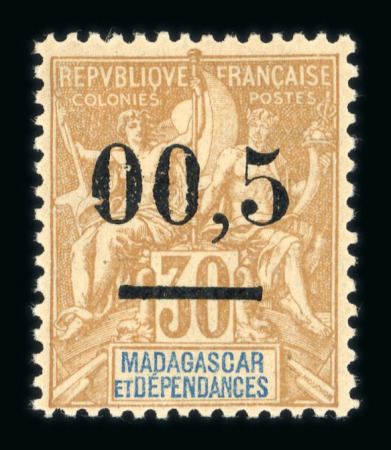 Stamp of Colonies françaises » Madagascar (Poste française) 1902, type Groupe Y&T n° 52d variété virgule mal placée