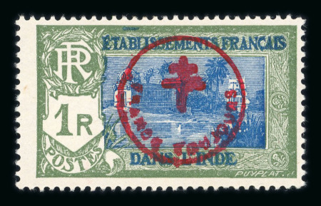 Stamp of Colonies françaises » Inde 1943, France Libre Y&T n° 230T neuf *, TB et signé