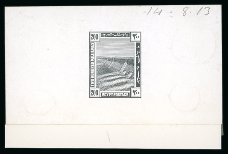 Stamp of Egypt » 1914-1922 Pictorials 1914 First Pictorial Issue: 200 Milliemes, die proof in black on glossy card (92 x 60mm) with manuscript date "14.8.13"", very fine and scarce.