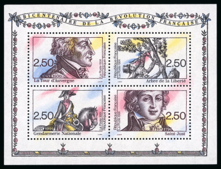 Stamp of France » Variétés et curiosités 1991, bloc-feuillet Révolution Y&T n° 13b variété noir