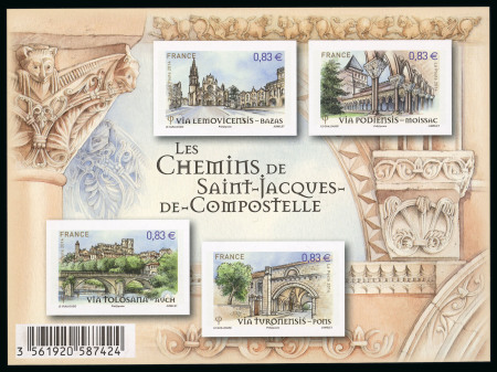 Stamp of France » Variétés et curiosités 2014, feuillet Compostelle Y&T n° F4838a, deux blocs