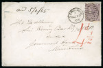 Stamp of Mauritius » Incoming Mail Great Britain 1864 6d incoming envelope with red 4d 1/2 handstamp