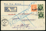 Stamp of British Occupation of Italian Colonies » Somalia M.E.F. Somalia 1946 registered airmail cover Mogadishu to Seychelles