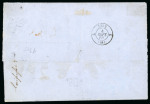 Stamp of Egypt » French Post Offices » Alexandria 1863 (28 Aout) outer letter sheet to Lyon franked Napoleon imperf80c. and perforated 10c., 20c. and 40c. each tied by '5080' numeral within lozenge of dots, blue oval company chop and endorsed "Pr Bateau anglais voie de 